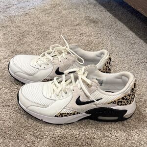 Nike Air Max Excee White and Leopard Pattern Sneakers
